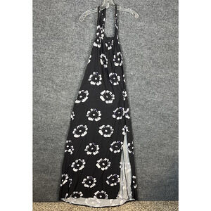 Busayo X RTR Womens Floral Halter Dress Size XS Black White Flowy Low Back